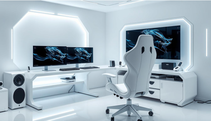 Discover Your White Futuristic Enginiring Gaming Setup